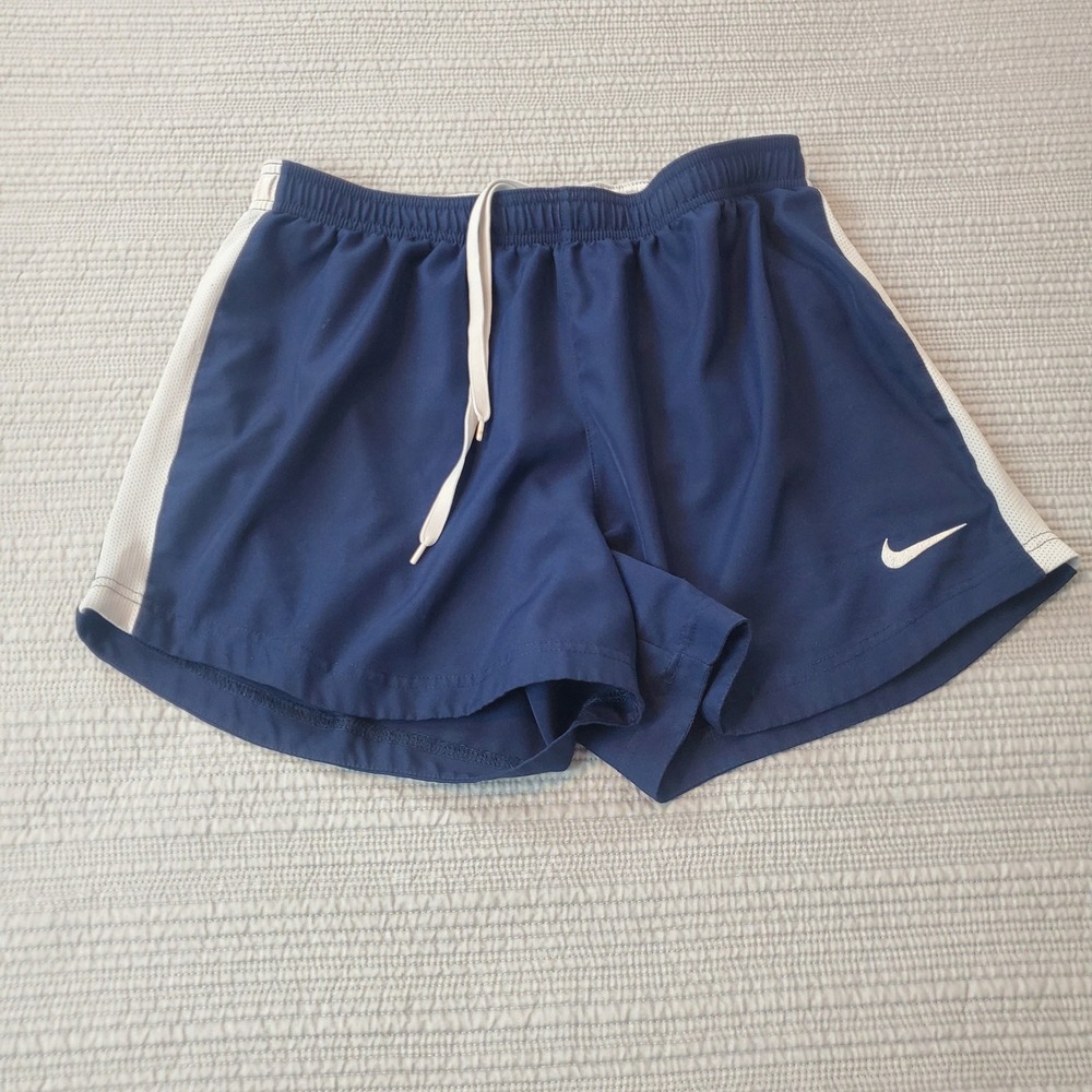 Nike Dri-FIT Running Shorts Navy Blue White Mesh Trim Mens Medium